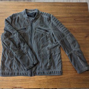 Rock & Republic Men's Cafe Motorcycle Jacket Faux Distressed Suede XXL